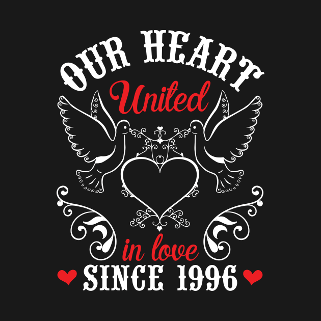 Our Heart United In Love Since 1996 Happy Wedding Married Anniversary 24 Years Husband Wife by joandraelliot