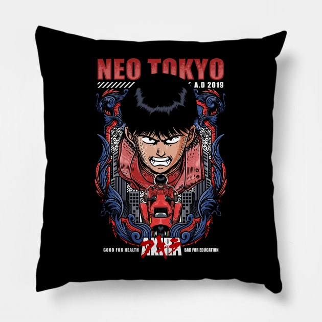 Akira Neo Tokyo Kaneda Character Anime 1988 Pillow by VerydudeShirt