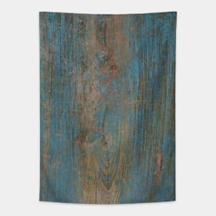 Shabby rustic weathered blue wood Tapestry