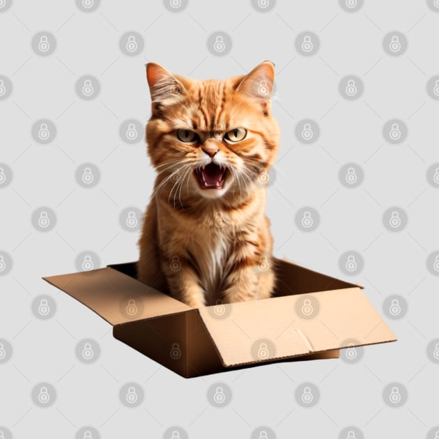 Funny Mean Cat In Box Crazy Mad Angry Cat by Tina