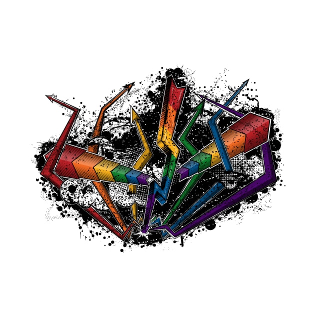 Grunge LGBTQ Pride Graffiti Rainbow Lightning and Arrows by LiveLoudGraphics