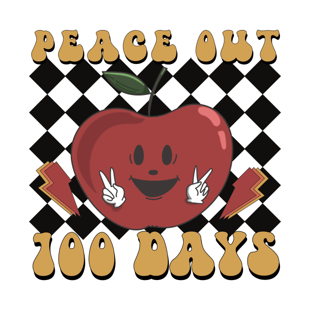 Peace Out 100 Days of School Apple, Retro 100th Day of School Teacher by mcoshop