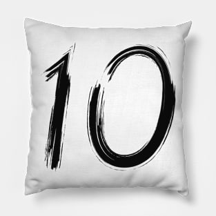 Hand Drawn Letter Number 10 ten Pillow