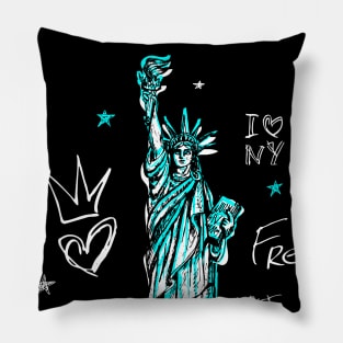 New York City, American liberty, freedom. Cool t-shirt quote trendy street art fashion Pillow