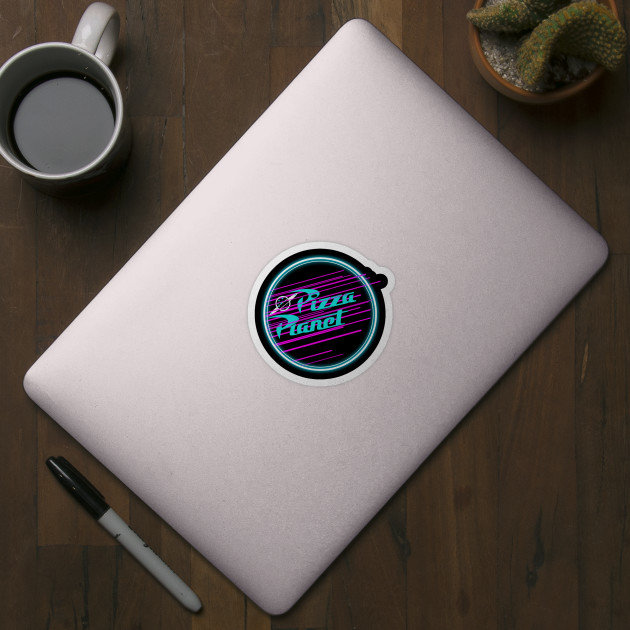 Neon Pizza Planet Pizza Planet Sticker Teepublic