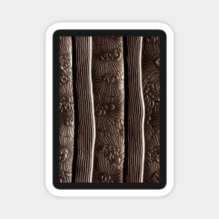 Dark Brown Ornamental Leather Stripes, natural and ecological leather print #45 Magnet