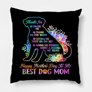 Happy Mother's Day Tie Dye To The Best Dog Mom Mothers Day Pillow