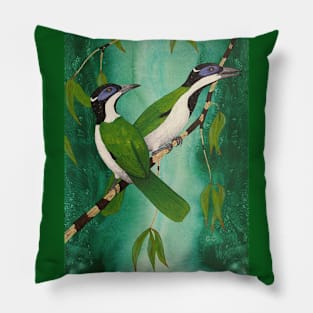 Blue-Faced Honeyeaters - bird painting, bird art Pillow