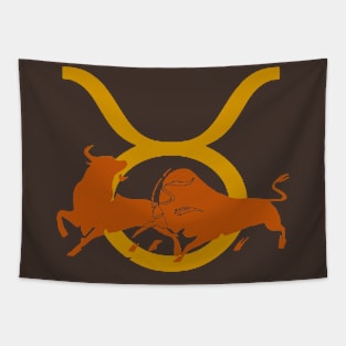 Taurean Bull Icon Glyph Of  Head and Horns Tapestry