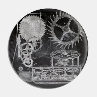 Dark Academia vintage patent print chalkboard steampunk clock gear Pin