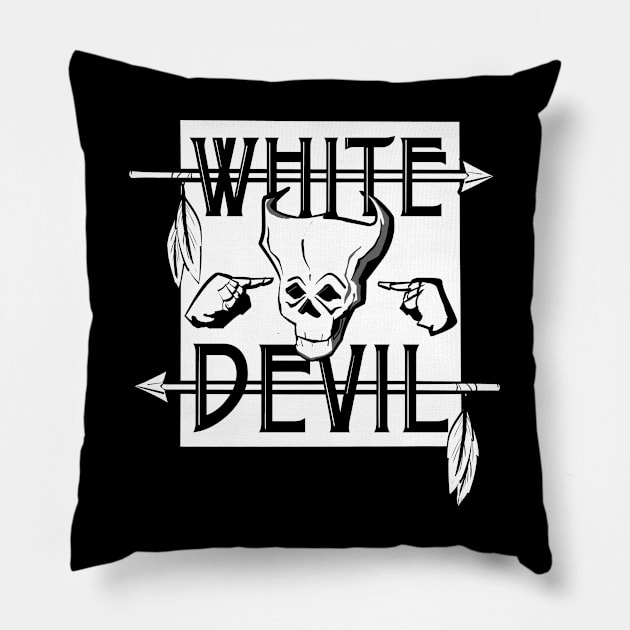 White Devil Pillow by RobotBarf