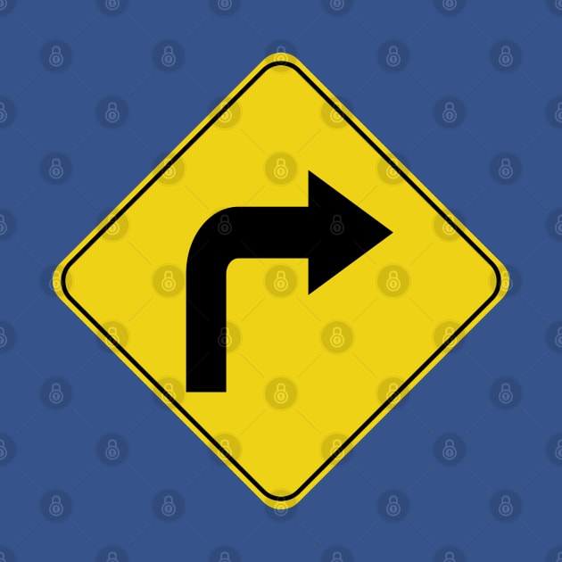 Caution Road Sign Right Turn Arrow by shanestillz