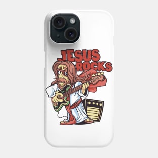 Funny Jesus Rocks with Bass Guitar Phone Case