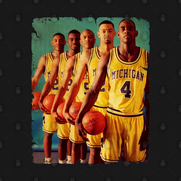 Fab Five - Vintage Design Of Basketball by JULIAN AKBAR PROJECT