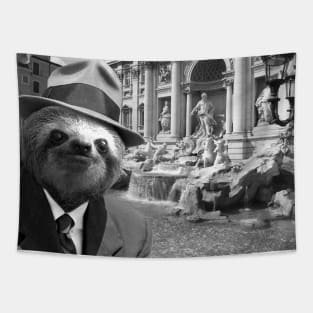 Sloth in Rome in front of Trevi Fountain - Print / Home Decor / Wall Art / Poster / Gift / Birthday / Sloth Lover Gift / Animal print Canvas Print Tapestry