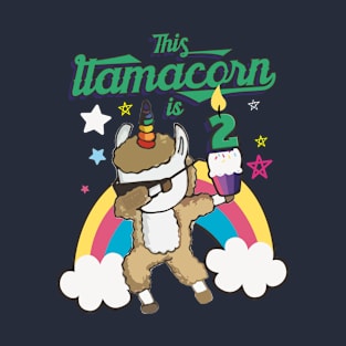 Dabbing Llamacorn Alpaca Llama Unicorn 2ND Birthday T-Shirt