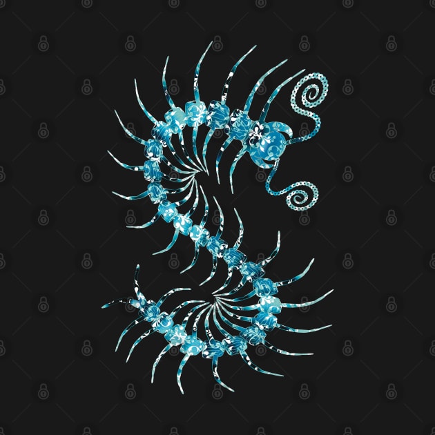 White on Blue Ornate Centipede by IgorAndMore