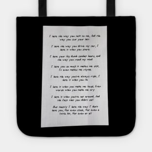 10 Things I Hate About You Poem Tote