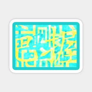 Yellow and aqua blue abstract Magnet