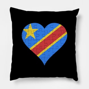 Congolese Jigsaw Puzzle Heart Design - Gift for Congolese With Democratic Republic Of Congo Roots Pillow