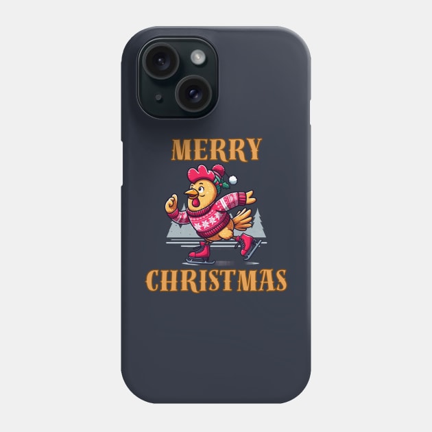 Chicken Merry Christmas Phone Case by BukovskyART