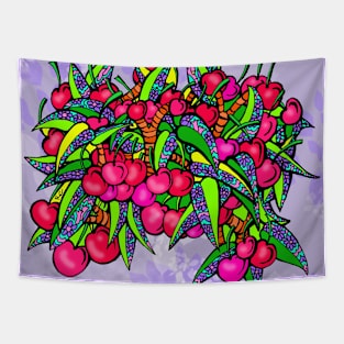 Cherries and Leaves and Flowers Tapestry