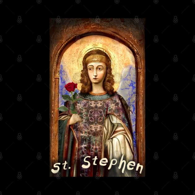 St Stephen with a Rose batik wings and tie dye garb by Aurora X