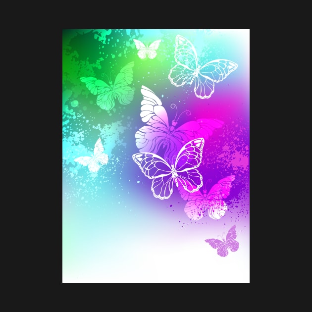 Bright Design with White Butterflies by Blackmoon9