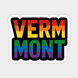 Vermont Pride Rainbow Text - LGBTQ+ State Pride Design for Equality and Love Magnet