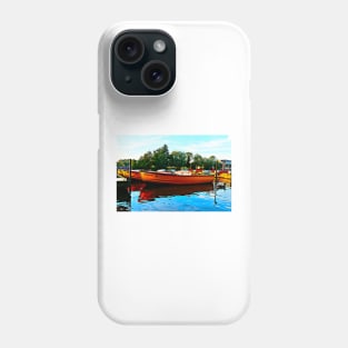 Vibrant orange boats at Windsor riverside uk Phone Case