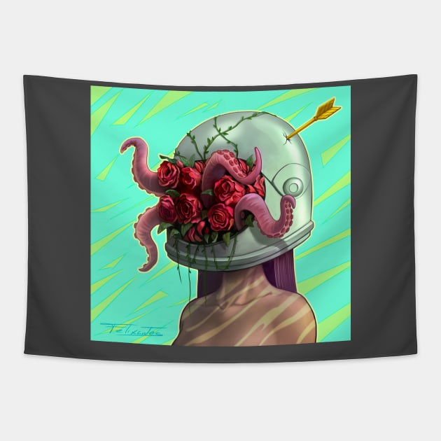 Tentacles and roses Tapestry by felixantosart