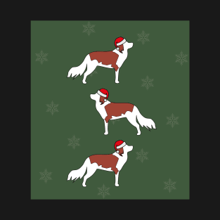 Triple Christmas Kooiker Dogs Green T-Shirt