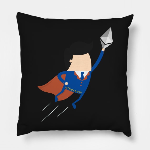 Ethereum man to the moon Pillow by mangobanana