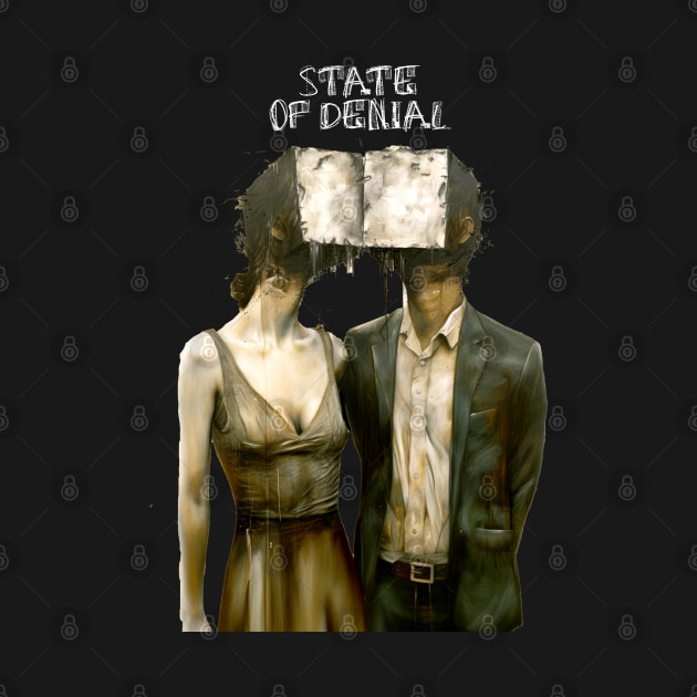 State of Denial: We Live in the State of Denial on a Dark Background by Puff Sumo