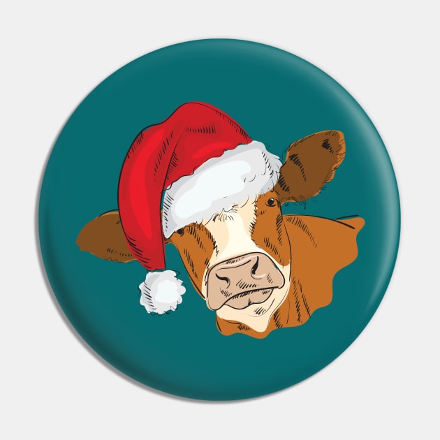 Cow Christmas Santa Hat Pin by Catdog