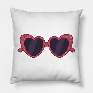 sparkling pink red heart shaped sunglasses aesthetic dollette coquette Pillow