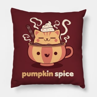 Pumpkin Spice Kawaii Kitty Pillow