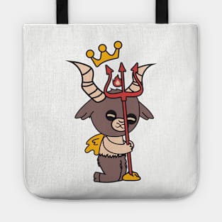 Cute Little Satan Goat with Crown and Trident Tote