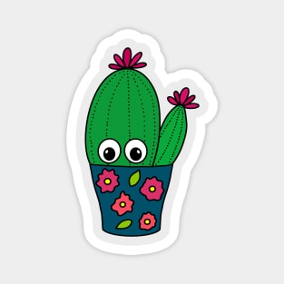 Cute Cactus Design #351: Pretty Cactus In Floral Pot Magnet