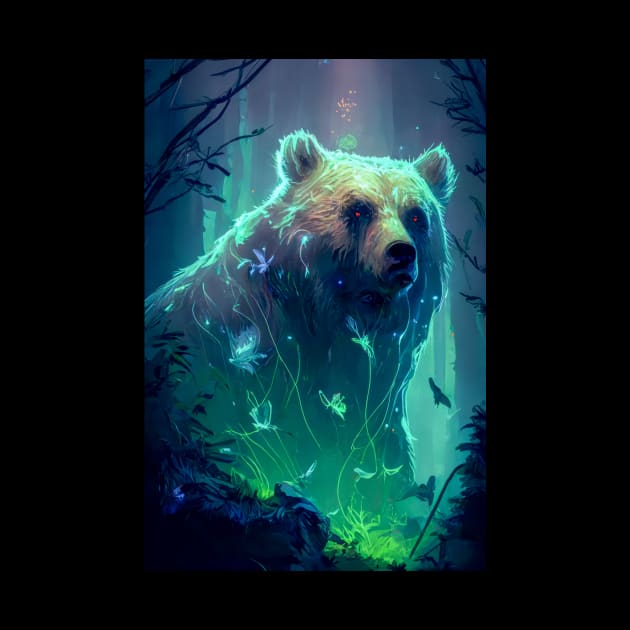 Gizzly Bear Animal Portrait Painting Wildlife Outdoors Adventure by Cubebox