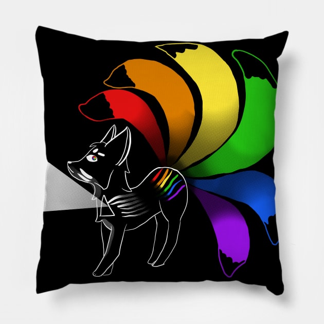 Prism Kitsune (transparent) Pillow by VixenwithStripes