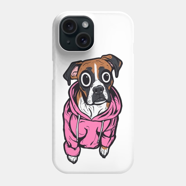 Boxer Dog Pink Hoodie Phone Case by turddemon