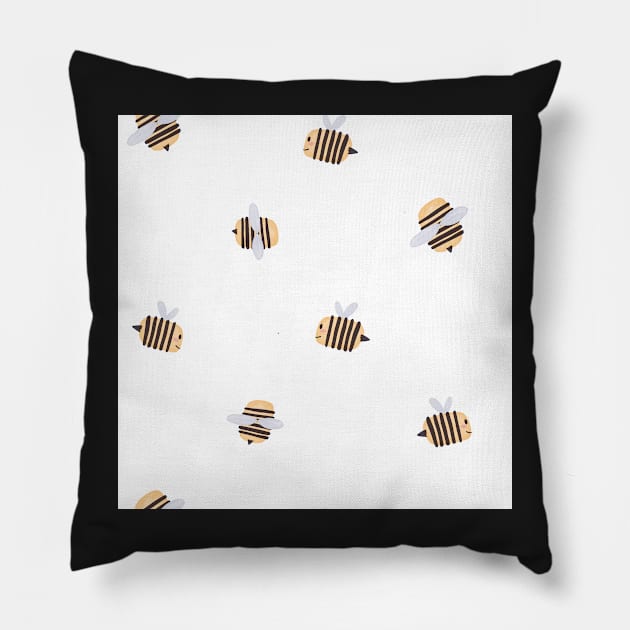 Hand drawn Bee pattern Pillow by allysci