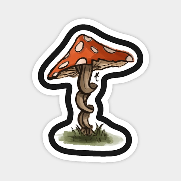 twisty red mushroom Magnet by avercado-art