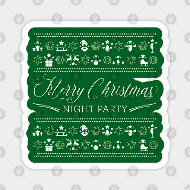 Merry Christmas Night Party Green Magnet by Design_Lawrence