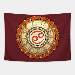 Cancer Zodiac Sign Colorful Birth Horoscope Circle Tapestry