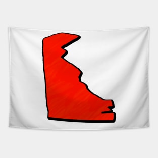 Bright Red Delaware Outline Tapestry