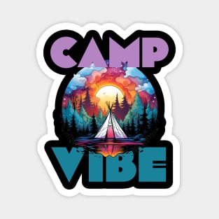 Camp Vibe Retro Colorful Sunset Print Magnet