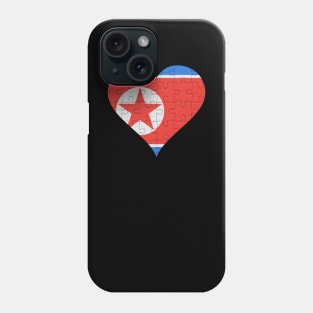 North Korean Jigsaw Puzzle Heart Design - Gift for North Korean With North Korea Roots Phone Case