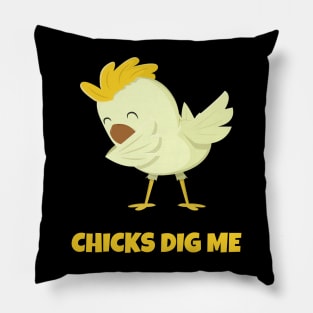 Chicks Dig Me Egg Hunt Dabbing Shirt Kids Boys Happy Easter Pillow